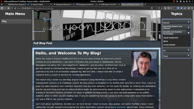 My blog written with custom CMS in mind.